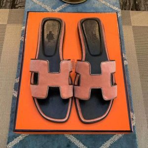 Шлепанцы женские Hermes Oran Pink Suede