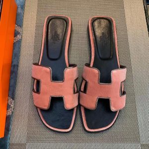 Шлепанцы женские Hermes Oran Pink Suede