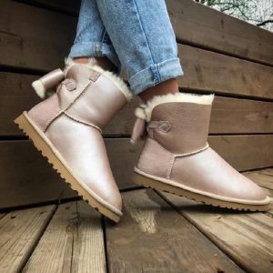 Угги женские UGG DOUBLE BOW MINI Leather