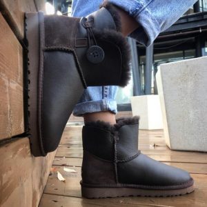 Угги женские UGG BAILEY BUTTON MINI Leather