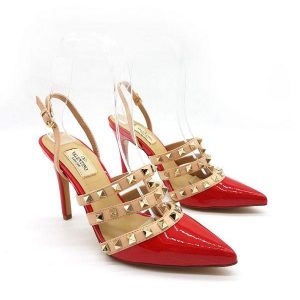 Босоножки женские Valentino ROCKSTUD Gold Red