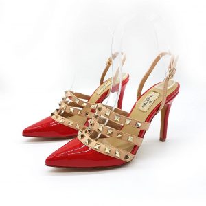 Босоножки женские Valentino ROCKSTUD Gold Red