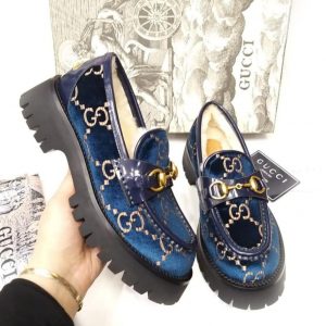 Лоферы женские Gucci Horsebit Dark Blue