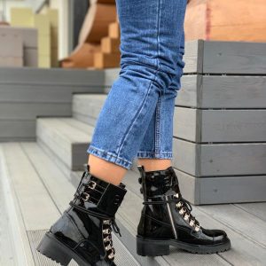 Ботинки женские Balmain Patent Leather Ranger Ankle Boots