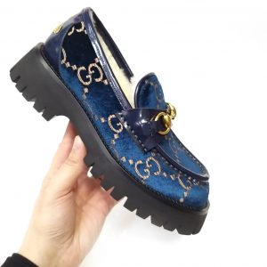 Лоферы женские Gucci Horsebit Dark Blue