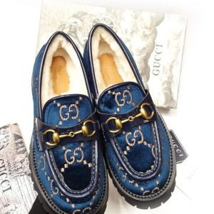 Лоферы женские Gucci Horsebit Dark Blue