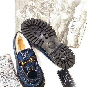 Лоферы женские Gucci Horsebit Dark Blue