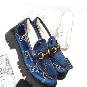 Лоферы женские Gucci Horsebit Dark Blue