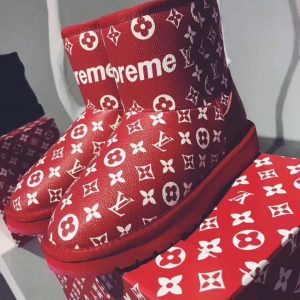 Угги женские Louis Vuitton Supreme Red