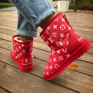 Угги женские Louis Vuitton Supreme Red