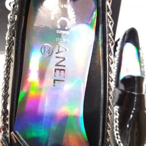 Лоферы женские Chanel Black Patent Leather with chain