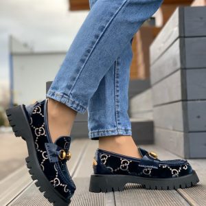 Лоферы женские Gucci Horsebit Dark Blue