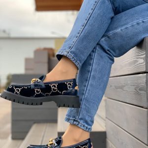 Лоферы женские Gucci Horsebit Dark Blue