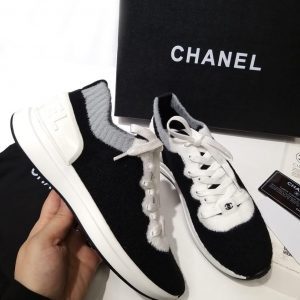 Кроссовки женские Chanel Black Wool