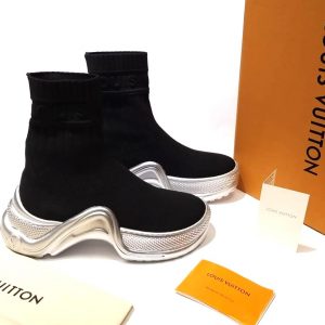 Кроссовки высокие женские Louis Vuitton ARCHLIGHT Black Silver