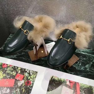 Мюли женские Gucci с мехом