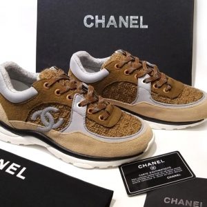 Кроссовки женские Chanel Beige Tweed