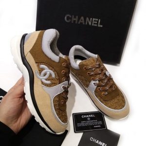 Кроссовки женские Chanel Beige Tweed