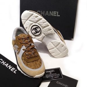 Кроссовки женские Chanel Beige Tweed