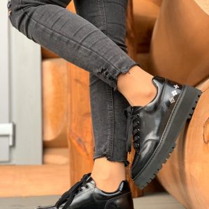 Лоферы женские Louis Vuitton Black Patent Leather