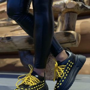 Кроссовки женские BOTTEGA VENETA The Lace Speedster Black Yellow