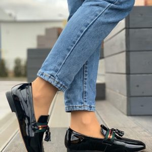 Лоферы женские Gucci Black Patent Leather