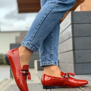 Лоферы женские Gucci Red Patent Leather