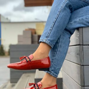 Лоферы женские Gucci Red Patent Leather