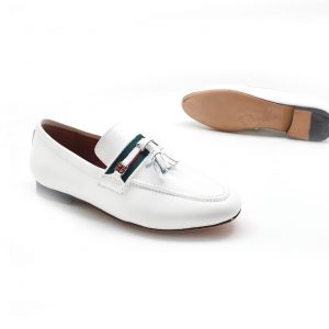 Лоферы женские Gucci White Leather