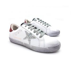 Кроссовки женские Golden Goose Silver Red Superstar