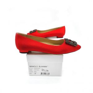 Туфли женские MANOLO BLAHNIK Hangisiflat Galassia Red