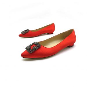 Туфли женские MANOLO BLAHNIK Hangisiflat Galassia Red