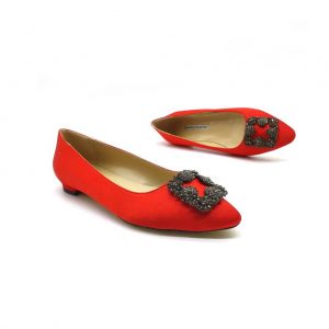 Туфли женские MANOLO BLAHNIK Hangisiflat Galassia Red