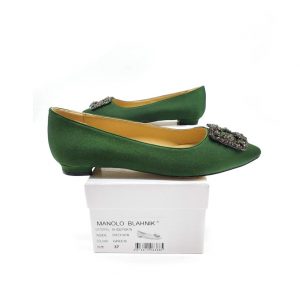 Туфли женские MANOLO BLAHNIK Hangisiflat Galassia Green