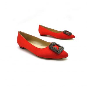 Туфли женские MANOLO BLAHNIK Hangisiflat Galassia Red