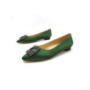 Туфли женские MANOLO BLAHNIK Hangisiflat Galassia Green