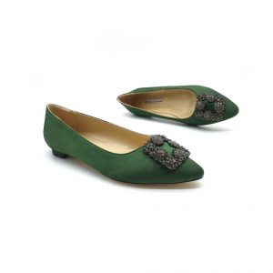 Туфли женские MANOLO BLAHNIK Hangisiflat Galassia Green