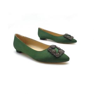 Туфли женские MANOLO BLAHNIK Hangisiflat Galassia Green