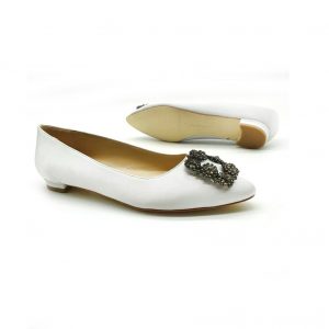 Туфли женские MANOLO BLAHNIK Hangisiflat Galassia White