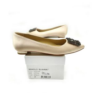 Туфли женские MANOLO BLAHNIK Hangisiflat Galassia Beige