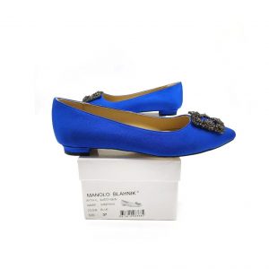 Туфли женские MANOLO BLAHNIK Hangisiflat Galassia Blue