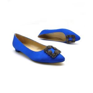 Туфли женские MANOLO BLAHNIK Hangisiflat Galassia Blue