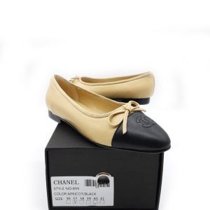 Балетки женские Chanel Beige Black