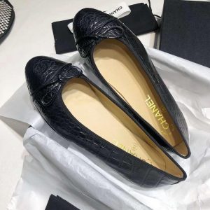 Балетки женские Chanel Black Croco