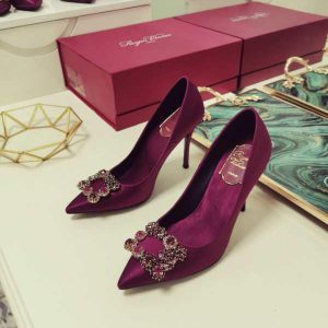 Туфли женские Roger Vivier Flower Strass Buckle Fuchsia