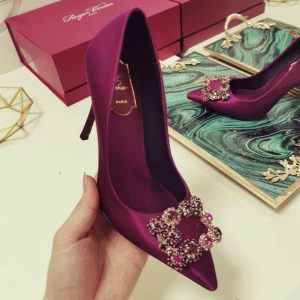 Туфли женские Roger Vivier Flower Strass Buckle Fuchsia