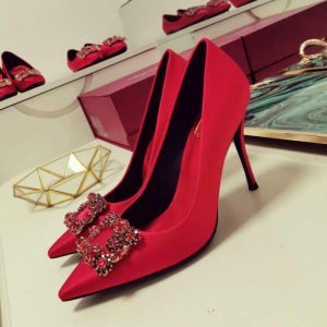 Туфли женские Roger Vivier Flower Strass Buckle Red