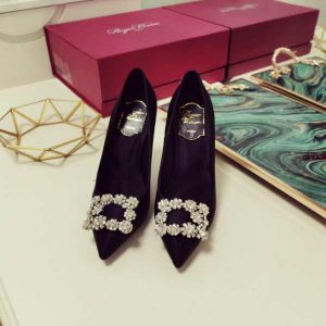 Туфли женские Roger Vivier Flower Strass Buckle Black