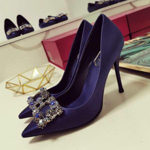 Туфли женские Roger Vivier Flower Strass Buckle Dark Blue