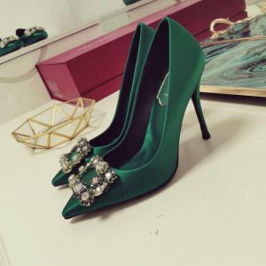 Туфли женские Roger Vivier Flower Strass Buckle Green